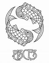 Pisces Coloring Page / Digital Download Printable Astrological Sign  sketch template