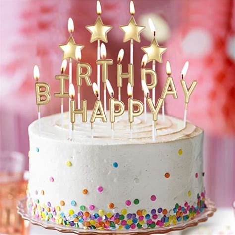 Happy Birthday Candle Gold Letters Candles Birthday - Buy Birthday ...