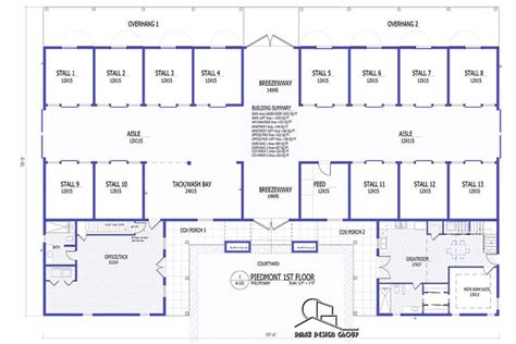 Piedmont Horse Barn with Living Quarters Floor Plans | Horse barn ideas stables, Horse barn ...