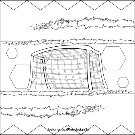 Soccer goal post drawing black and white vector free download