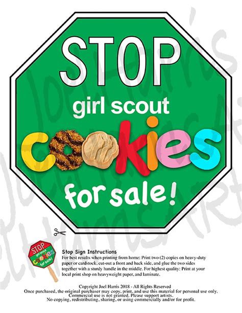 Girl Scout Cookies STOP Sign Cookie Booth Printable JUMBO - Etsy