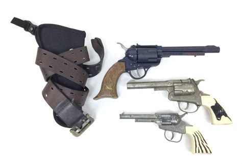 Lot - (4pc) Vintage Cap Guns & Holster