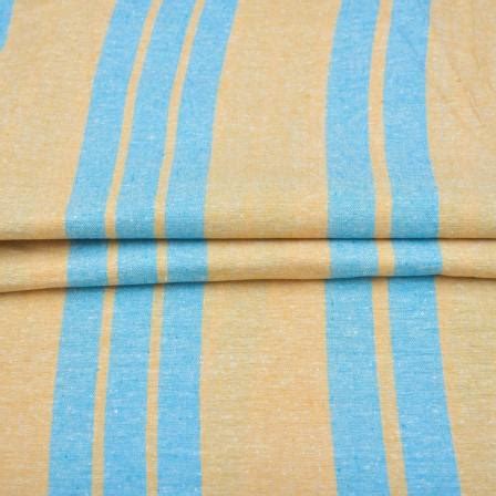 Buy Shirt Fabric Blue Yellow Stripe Handloom Cotton Fabric for Best ...