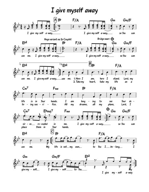 I give myself away Sheet music for Piano | Download free in PDF or MIDI ...