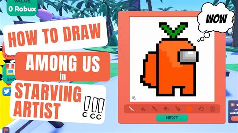 How To Draw Among us in Roblox Starving Artist (step by step)