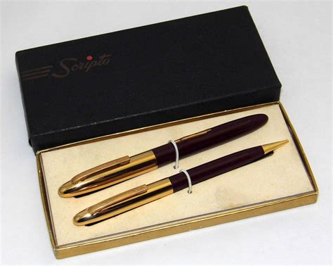 Vintage Scripto Fountain Pen & Mechanical Pencil Set, Made In USA, Circa 1950s | Vintage pens ...