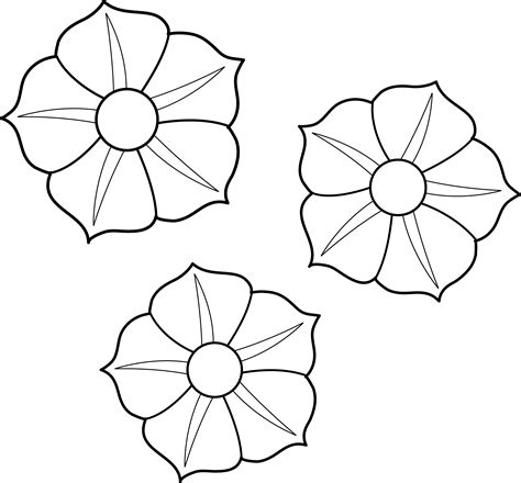 Colorable Petunia Flowers - Free Clip Art