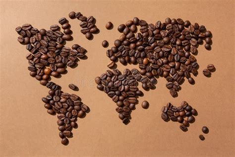 World Map Made with Coffee Beans on Brown Background Stock Photo - Image of america, artistic ...