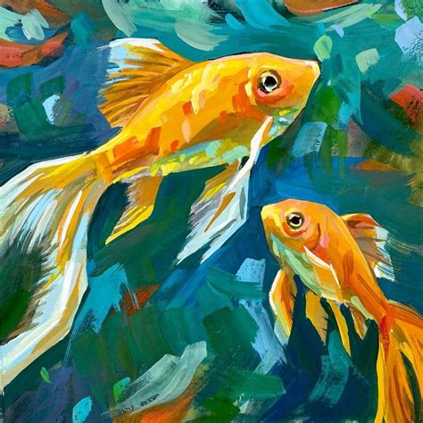 Modern Fish Painting, Fish Art Print, Goldfish Painting, Impressionist ...