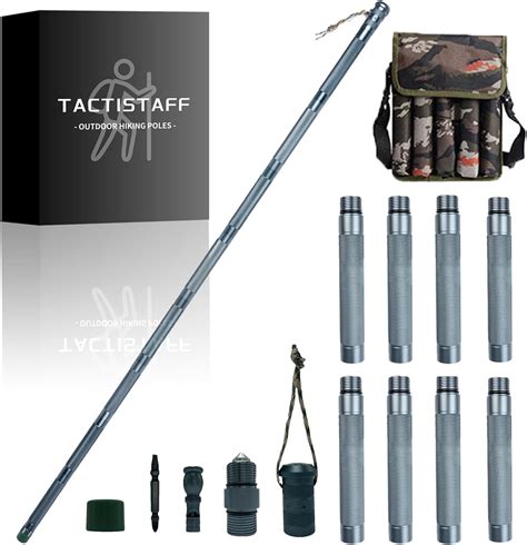 Amazon.com: Tactistaff™ Survival Hiking Stick, Folding Retractable Body Protective Hiking Poles ...