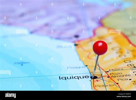 Iquique pinned on a map of Chile Stock Photo - Alamy