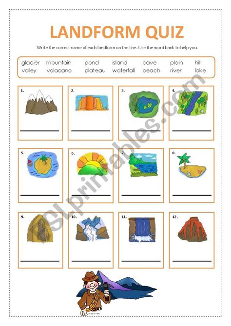 Landform Quiz - ESL worksheet by febry