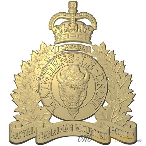 Royal Canadian Mounted Police Badge 3D Relief Model - CNC Clipart