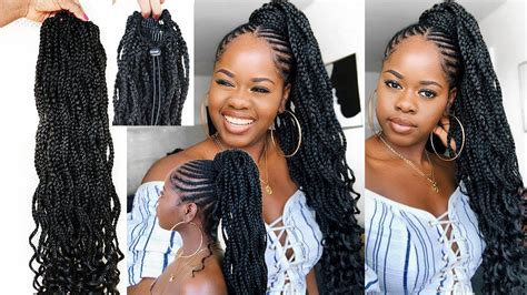 EASY DIY BOX BRAID CROCHET PONYTAIL HAIRSTYLE | TUTORIAL - YouTube