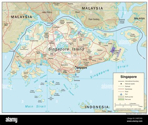 Singapore island map hi-res stock photography and images - Alamy