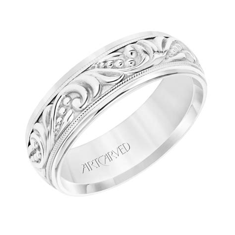 ArtCarved 14K White Gold 7mm Comfort Fit High Polish Filigree Wedding Band | 11-WV8786W7-G-10 ...