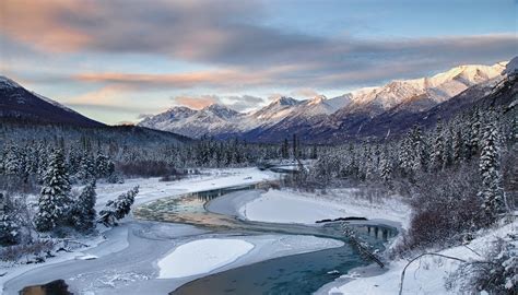 nature, Landscape, River, Snow, Winter, Mountain, Forest, Pine Trees ...