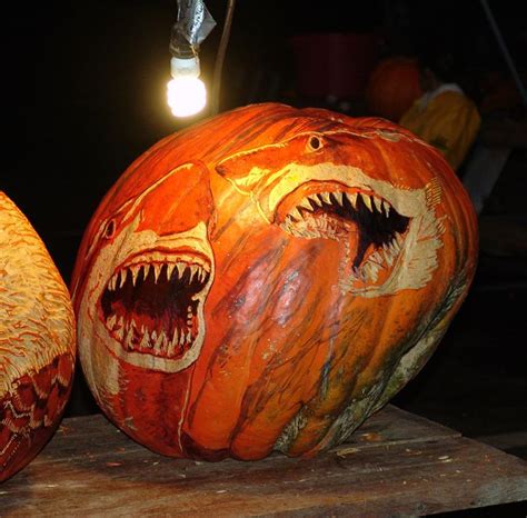 Shark Pumpkin http://bit.ly/Y3NdzY | Pumpkin carving, Halloween inspiration, Carving