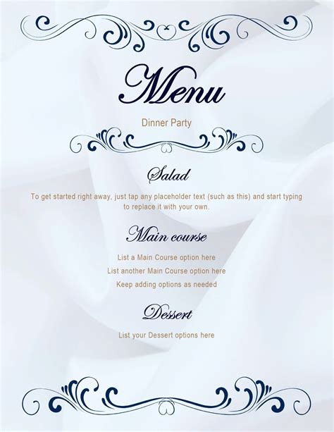 Microsoft Word Menu Template - Kaza.psstech.co - Free Printable Menu ...