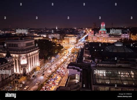 Panoramic aerial view of Madrid, Spain at night Stock Photo - Alamy