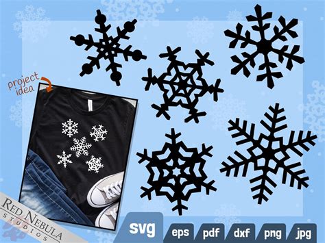 Simple Snowflake Silhouettes SVG Clipart Set 5 Svg Png - Etsy