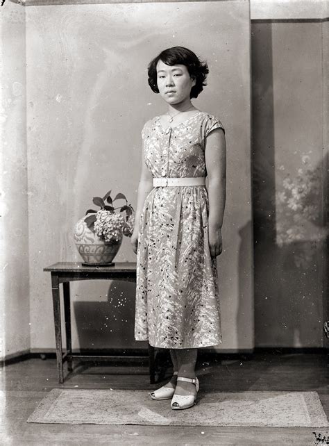 Japanese Woman in Belted Dress, Vintage | A vintage photo of… | Flickr