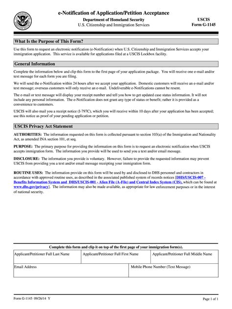 2013 Form USCIS G-1145 Fill Online, Printable, Fillable, Blank - pdfFiller