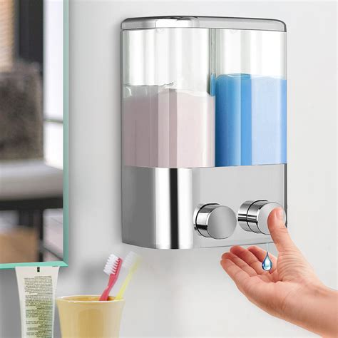 Bathroom Wall Mounted Soap Dispenser Shampoo Shower Liquid Lotion Foam Dispenser 2x400ml ...