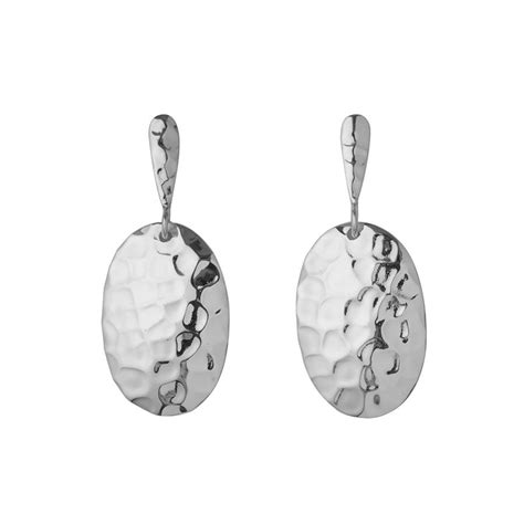 silver hammered oval earrings by hersey silversmiths | notonthehighstreet.com