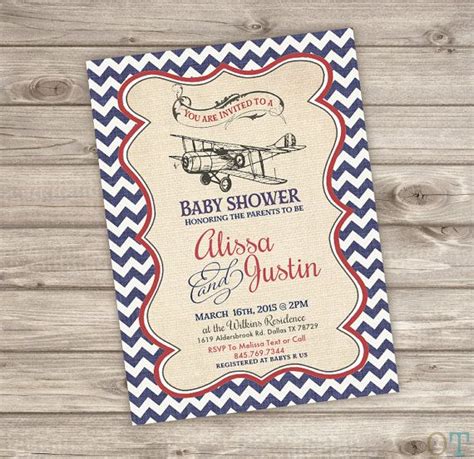 Airplane Baby Shower Invitations Vintage Airplane Red and | Etsy | Vintage airplane birthday ...