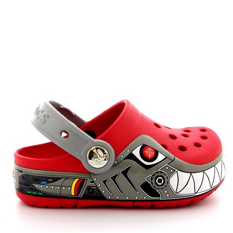 Kids Boys Crocs Crocslights Robo Shark Light Up Clogs Mules Sandals All ...