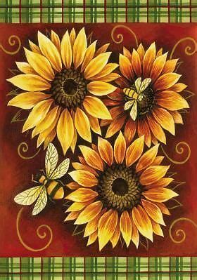 Bees and Sunflowers Garden Flag by Toland #8275 | Sanat çiçekler, Sonbahar sanatı, Palet sanatı