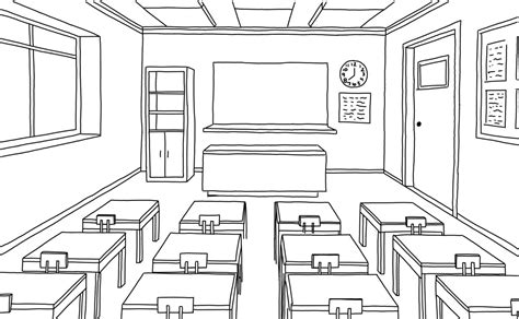 Empty Classroom Clipart Black And White