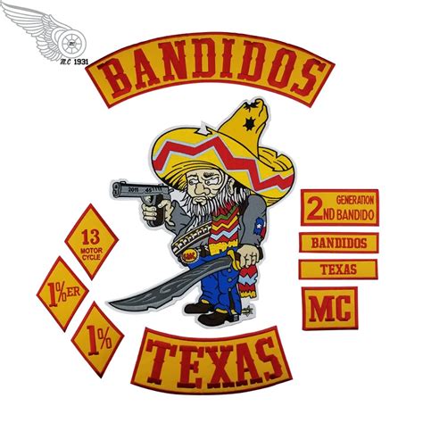 Hot Sale! 10pcs/Set BANDIDOS TEXAS MC Patch Embroidered Iron On Full ...