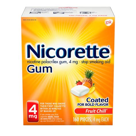 Nicorette Nicotine Gum to Stop Smoking, 4mg, Fruit Chill Flavor - 160 ...