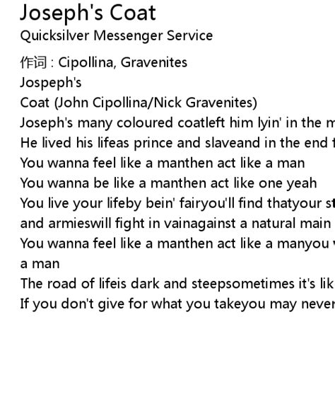 Joseph's Coat Lyrics - Follow Lyrics