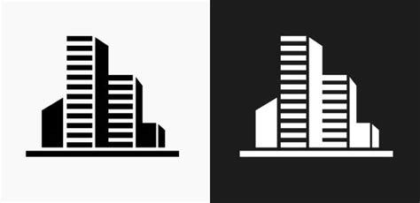 Office Building Icon On A Black Background Illustrations, Royalty-Free ...