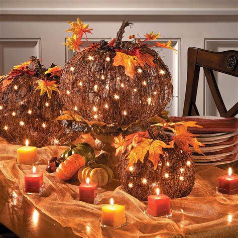 Pre-Lit Grapevine Pumpkin Fall Decoration | Pumpkin fall decor, Fall decor wreaths, Tree branch ...