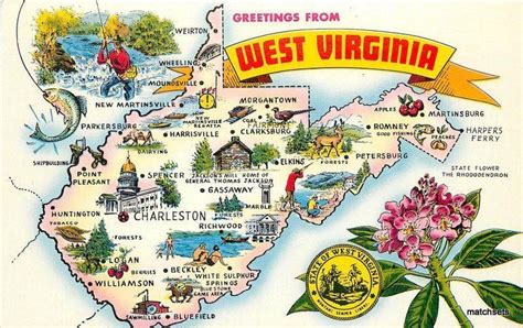 1960s Large Letters Map Attractions WEST VIRGINIA Postcard 1726 | United States - Virginia ...