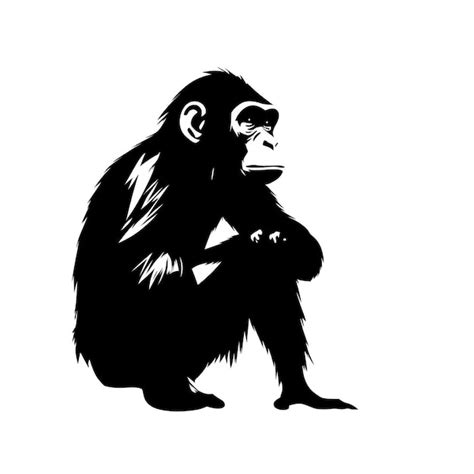 Premium AI Image | A silhouette black and white of a monkey