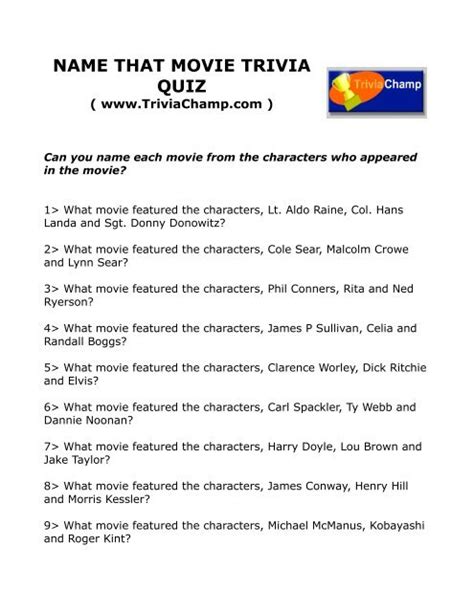 NAME THAT MOVIE TRIVIA QUIZ - Trivia Champ