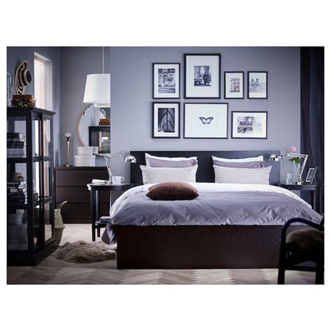 MALM Bed frame, high, black-brown, Queen - IKEA