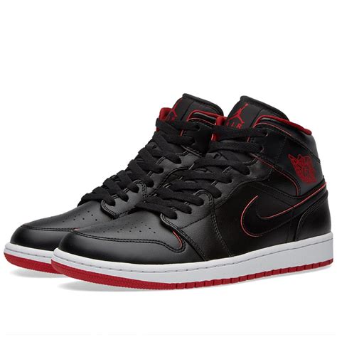 Nike Air Jordan 1 Mid Black, White & Gym Red | END.