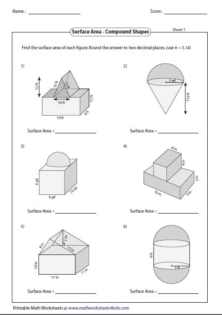 Area Of Compound Shapes Worksheet With Answers