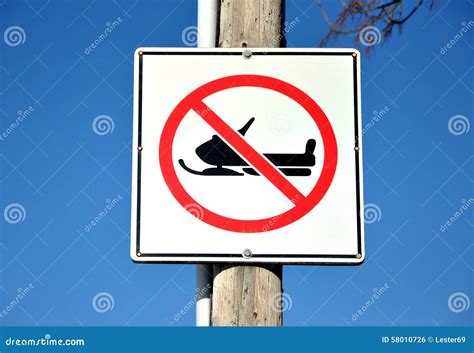 No snowmobile sign stock photo. Image of canadian, close - 58010726