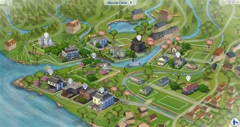 Обновленный вид карт всех городков The Sims 4