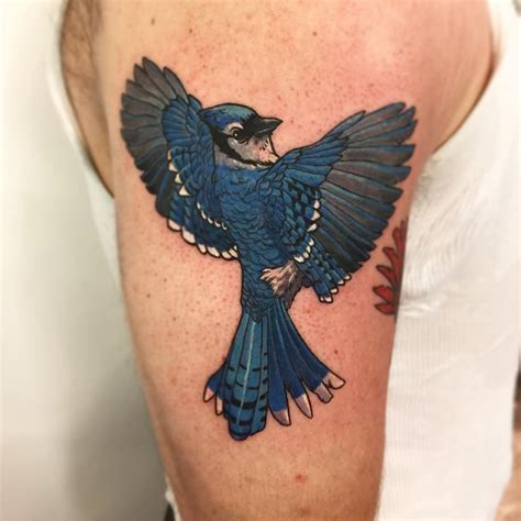 Tattoo by @neil.t.tattoos | Blue ink tattoos, Picture tattoos, Blue jay tattoo