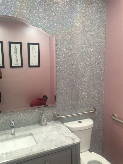 Bathroom glitter wall | Glitter bathroom, Wallpaper living room ...