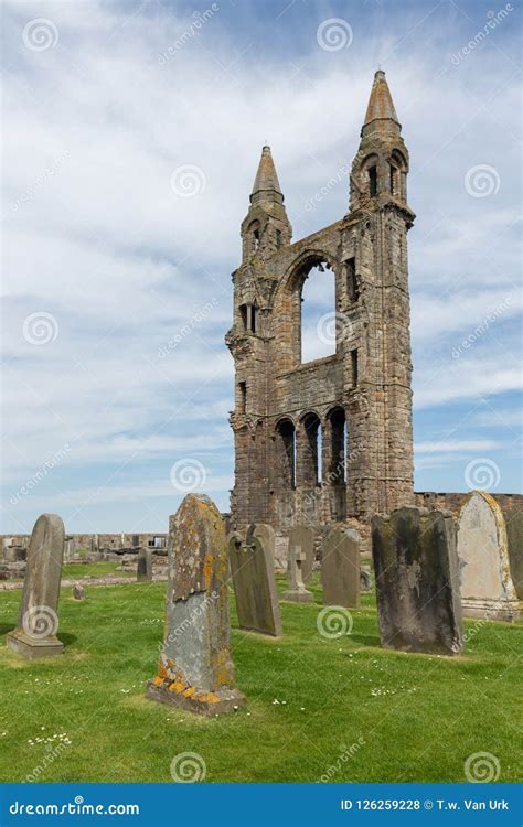 Ruin and Graveyard with Tombstones Near St Andrews Cathedral, Scotland Stock Photo - Image of ...