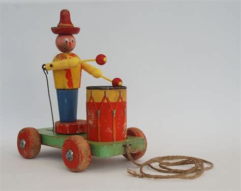 Antique Wooden toy Kid pull toy Drummer by FrenchTouchBoutique (With images) | Wooden toys ...